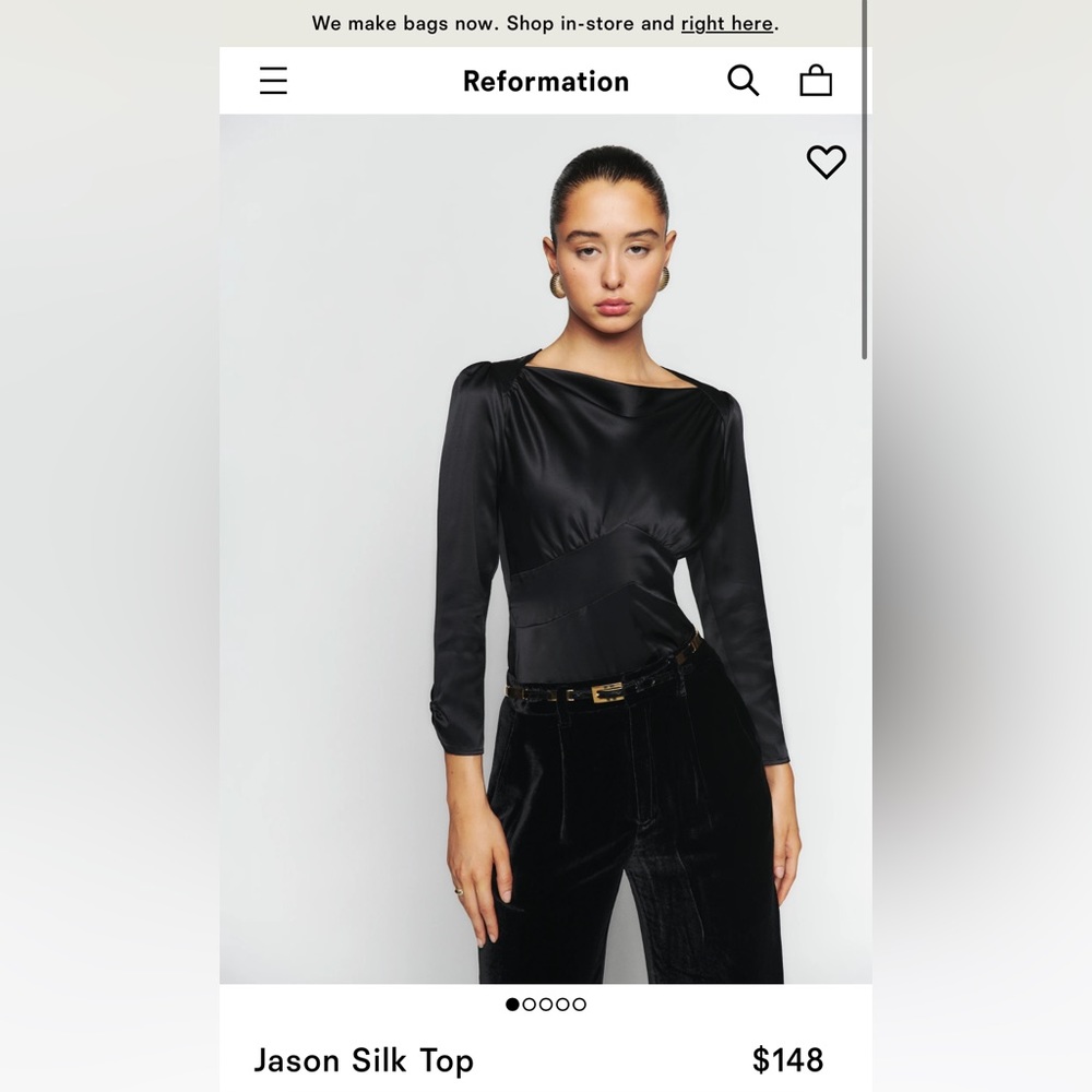 NWT Reformation Jason silk top - size 8